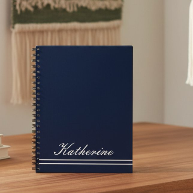 Caderno Espiral Script Name Minimalist Navy Blue (Criador carregado)