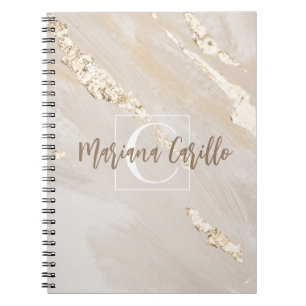 Caderno Espiral Script Personalizado de Monograma do Mármaco de Fo