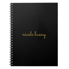 Caderno Espiral Script Preto e Dourado | Monograma Moderno Elegant