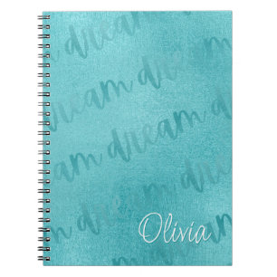 Caderno Espiral Script Teal Dream Personalizado