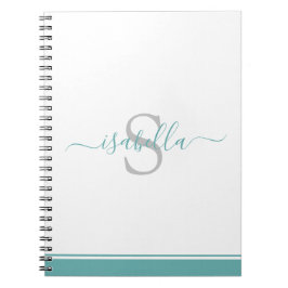 Caderno Espiral Script Teal Monograma