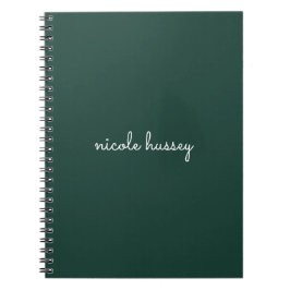 Caderno Espiral Script Verde Esmeralda | Na moda Monograma Moderno