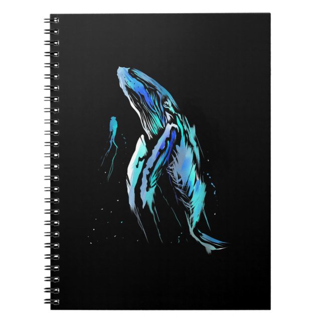Caderno Espiral Scuba Diver Humpback Baleia Nadando Presente (Frente)