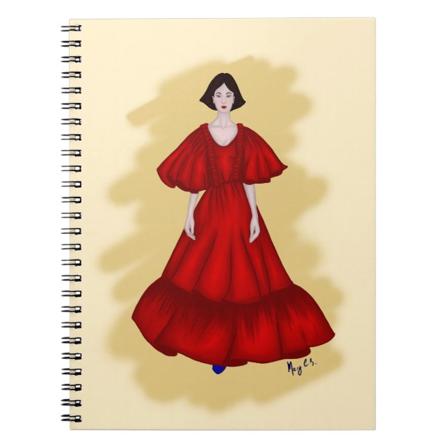 Caderno Espiral Sculptural Red Gown with Minimalist Mood (Frente)