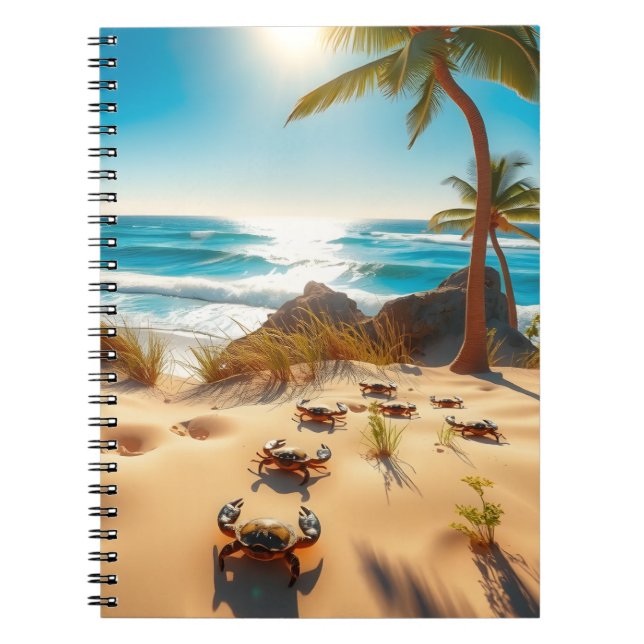 Caderno Espiral Sea  Crabs on Tropical Beach – Serene Ocea (Frente)