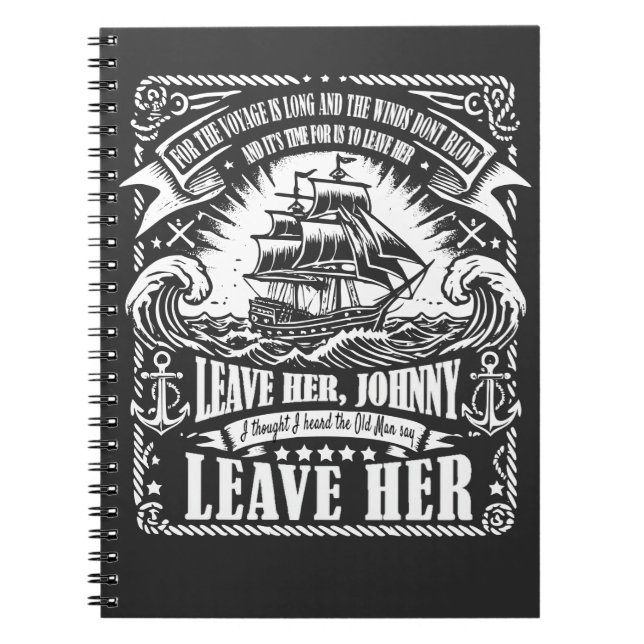 Caderno Espiral Sea Shanty Inspirado "Deixe-a, Johnny, deixe-a" (Frente)