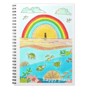 Caderno Espiral Sea Turtle Beach Adventure Lugar Feliz