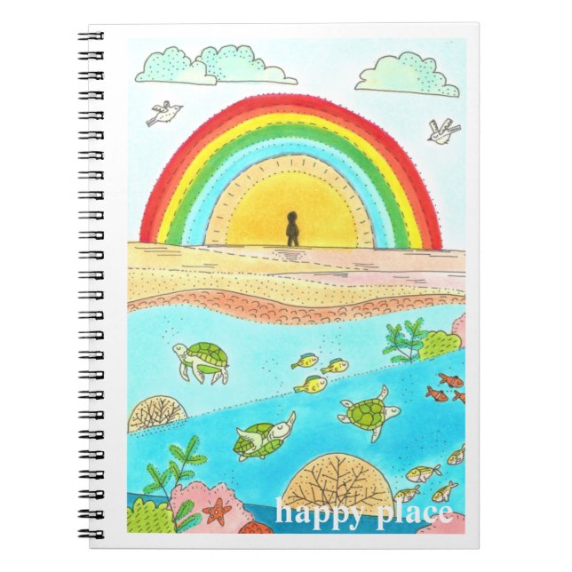 Caderno Espiral Sea Turtle Beach Adventure Lugar Feliz (Frente)