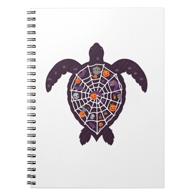 Caderno Espiral Sea Turtle Halloween Spider-web Pumpkin Ghost Hall (Frente)