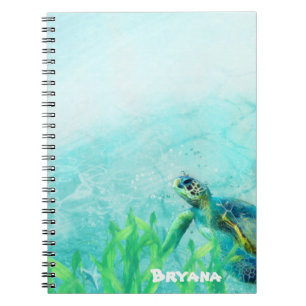Caderno Espiral Sea Turtle Ocean Beach Art Personalizado