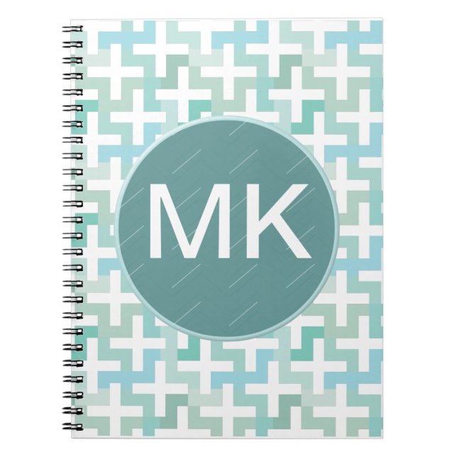 Caderno Espiral Seafoam Green Geométrico (Frente)