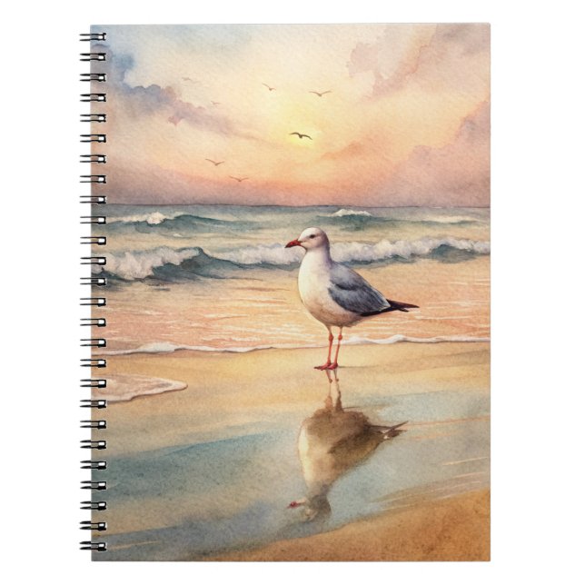Caderno Espiral Seagull em uma praia (Frente)