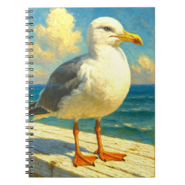 Caderno Espiral Seagull Notebook | Coastal Beach Bird Art Journal