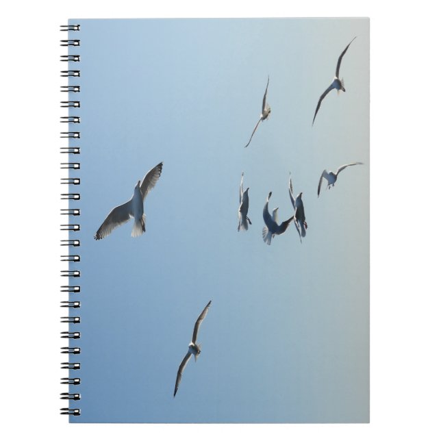Caderno Espiral Seagulls in Flight Coastal Bird | Seaside (Frente)
