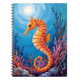 Caderno Espiral Seahorse | Ocean Animal Coral Reef Watercolor