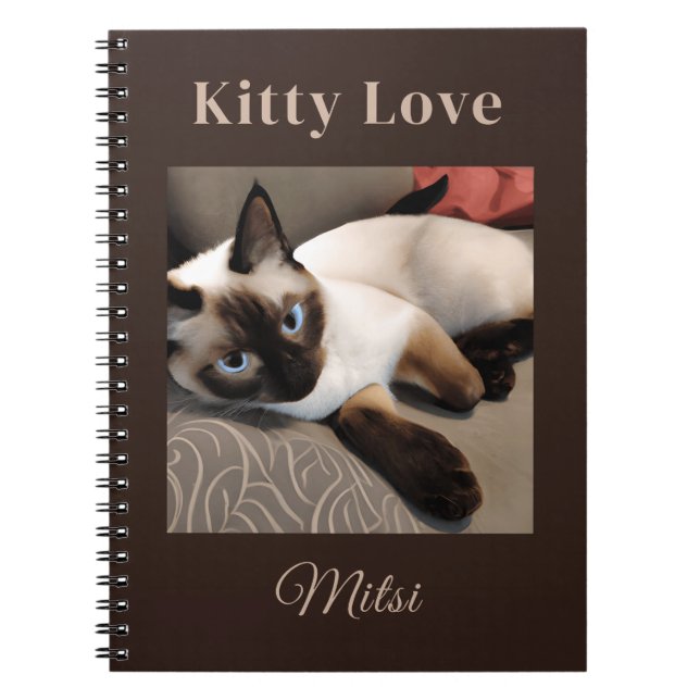Caderno Espiral Seal Point Retrato Digital Siamese (Frente)