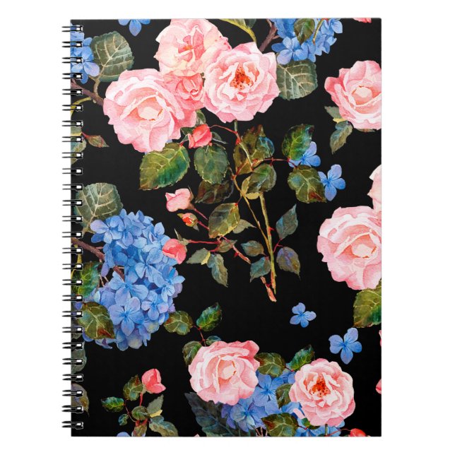 Caderno Espiral Seamless floral pattern in victorian style. Bouque (Frente)