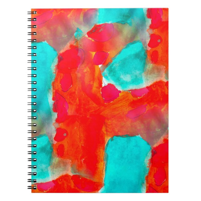 Caderno Espiral Seamless giraffe,  blue,  orange watercolor artist (Frente)