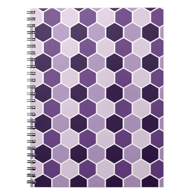 Caderno Espiral Seamless ultraviolet hexagon pattern. Honeycomb co (Frente)