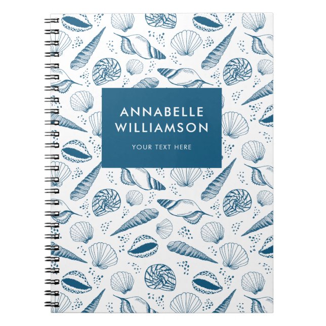 Caderno Espiral Seashell Blue e White Beach (Frente)