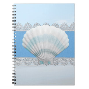 Caderno Espiral Seashell e laço azuis macios
