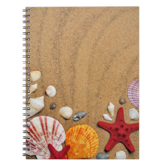 Caderno Espiral Seashell Starfish Sandy Beach Stone Porta copos