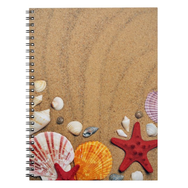 Caderno Espiral Seashell Starfish Sandy Beach Stone Porta copos (Frente)