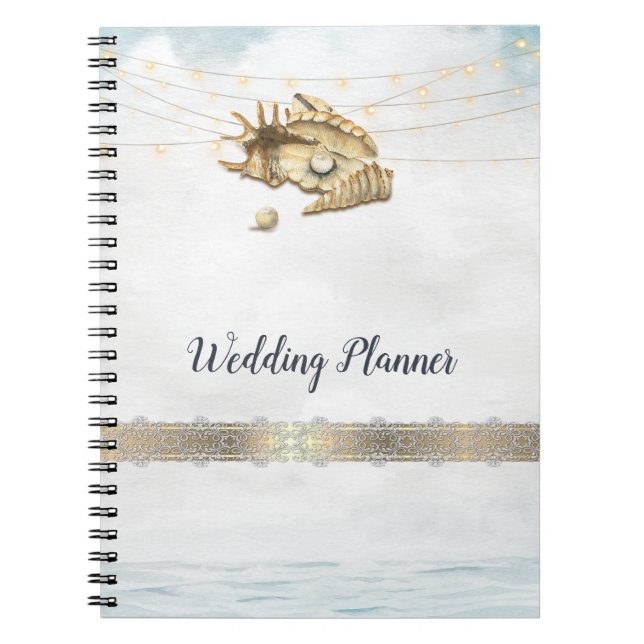 Caderno Espiral Seashells,Sea,String Lights Script (Frente)