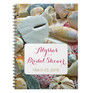 Caderno Espiral Seashells Tropical Bridal Shower Guest Book