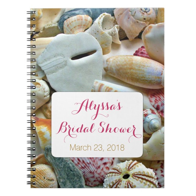 Caderno Espiral Seashells Tropical Bridal Shower Guest Book (Frente)