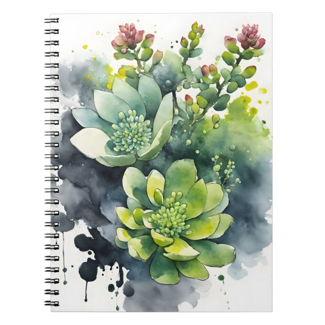 Caderno Espiral Sedum - Flores em aquarela capa para iPad mini (Frente)
