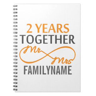 Caderno Espiral segundo Aniversário Sr. & Sra. Infinity Personaliz