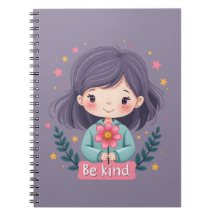 Caderno Espiral Seja gentil com uma garota bonita com arte positiv