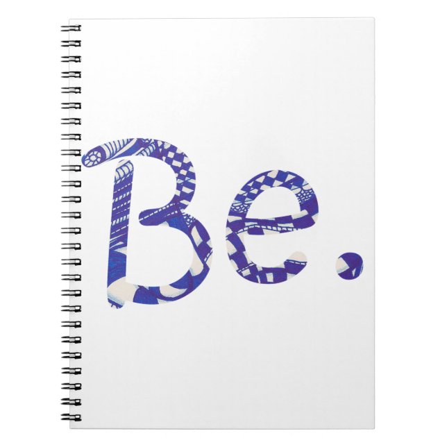 Caderno Espiral Seja. Notebooks de Palavras de Desenho Branco Azul (Frente)