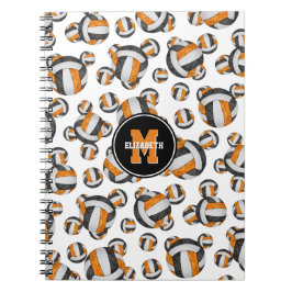 Caderno Espiral seleção de laranja preto colorido de meninas volei