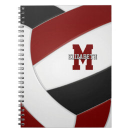 Caderno Espiral seleção negra do maroon colorido voleibol feminino