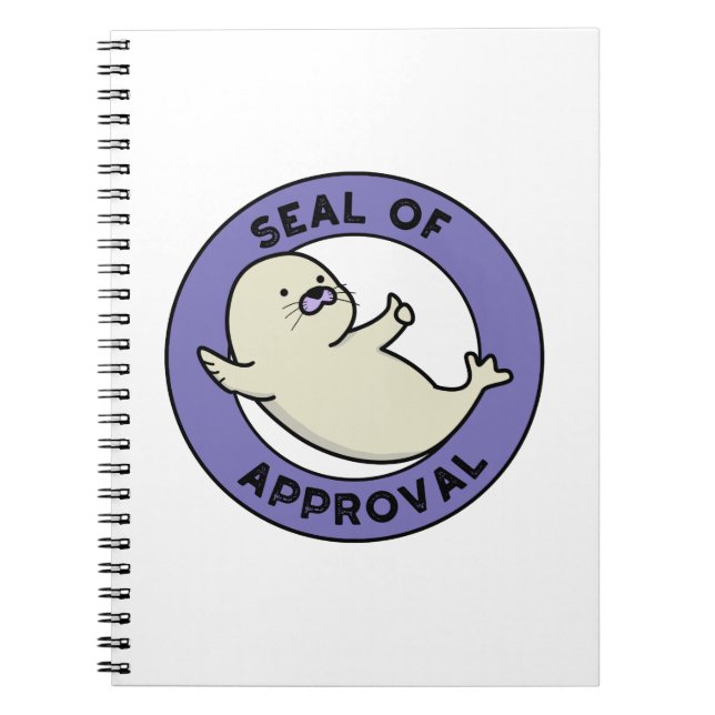 Caderno Espiral Selo De Aprovação Piada De Foca Engraçada (Frente)