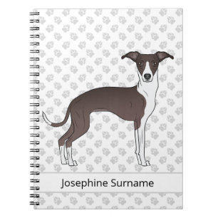 Caderno Espiral Selo E Greyhound Italiano Branco Com Texto Persona