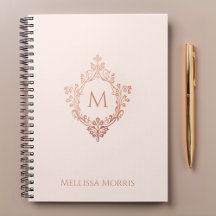 Selo Monograma Rosa Dourado Elegante Crachá Vintag