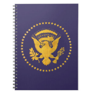 Caderno Espiral Selo Presidencial Dourado em Terra Azul