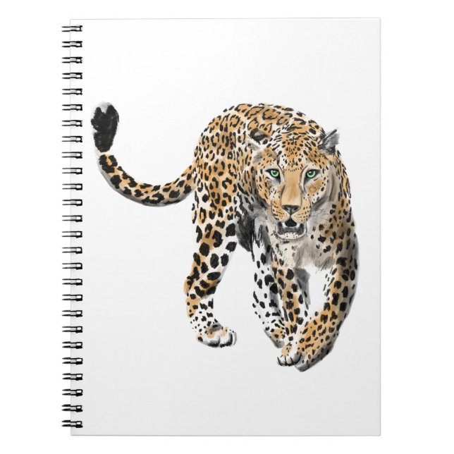 Caderno Espiral selva de leopardo-d-água pintada de verde-animal (Frente)