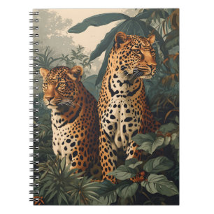 Caderno Espiral Selva-Leopardo: Cartão-postal Vintage
