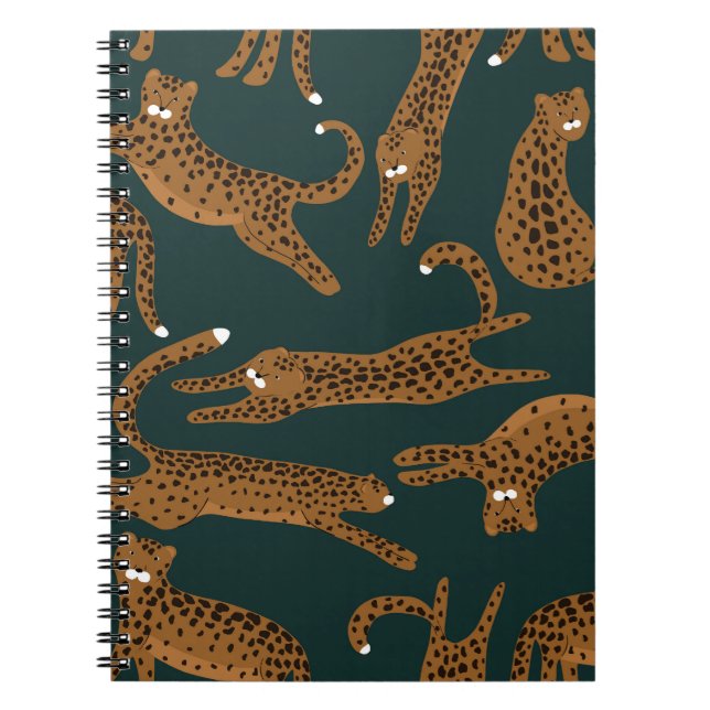 Caderno Espiral Selva Leopardo: Impressão Animal Vintage. (Frente)