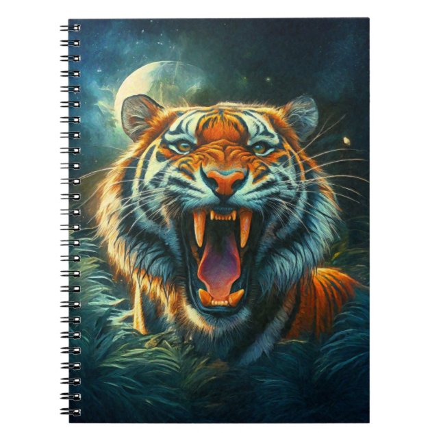 Caderno Espiral Selva-lua-lua de Tiger Rajada (Frente)