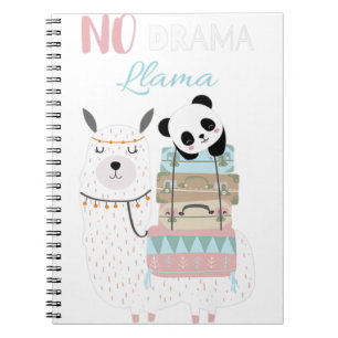Caderno Espiral Sem Drama Llama Cute Panda cavando Llama Alpaca Pr