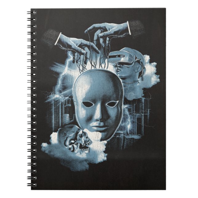 Caderno Espiral Sem Fato - Design de Streetwear de Gótico Técnico (Frente)