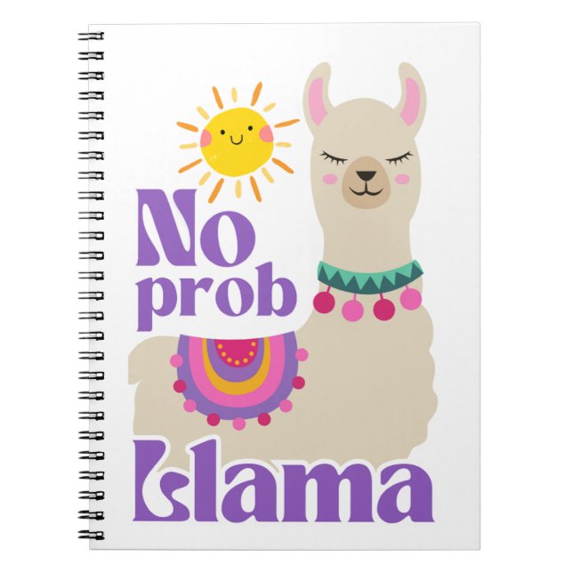 Caderno Espiral Sem Prob-Llama, Cute Llama Festivo Sunny (Frente)