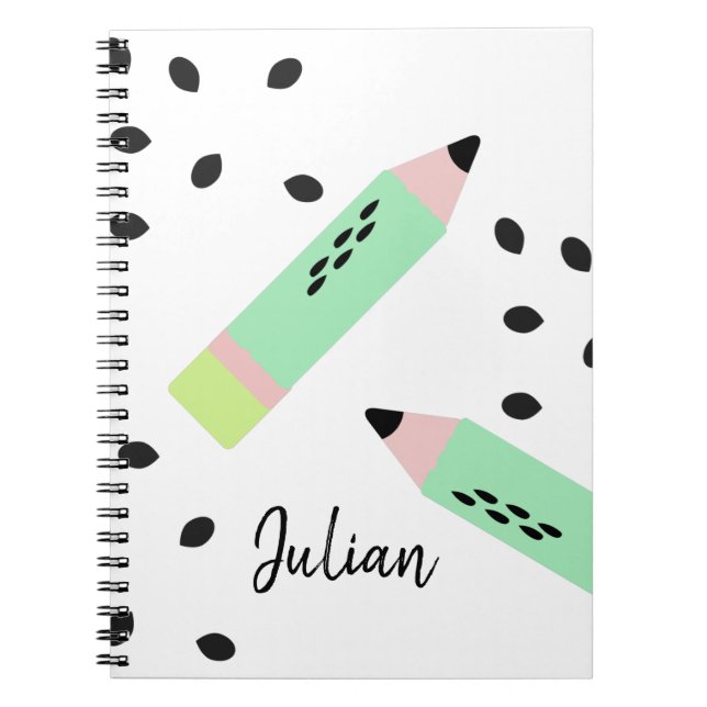 Caderno Espiral Sementes de Melancia Volta às Aulas Nome das Crian (Frente)