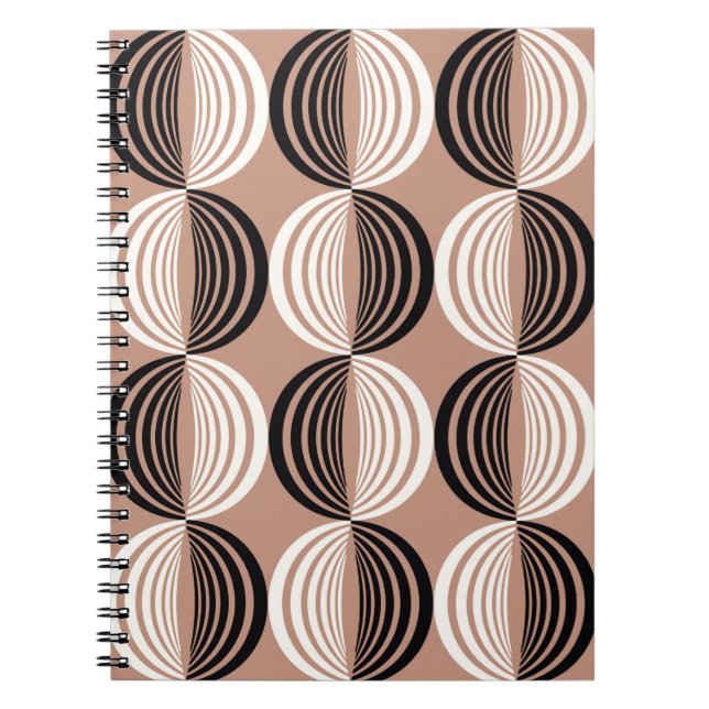 Caderno Espiral Semicírculos de linhas sem descontinuidades do pad (Frente)