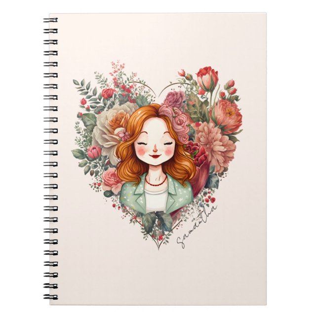 Caderno Espiral Senhora Bonito Floral Personalizada (Frente)
